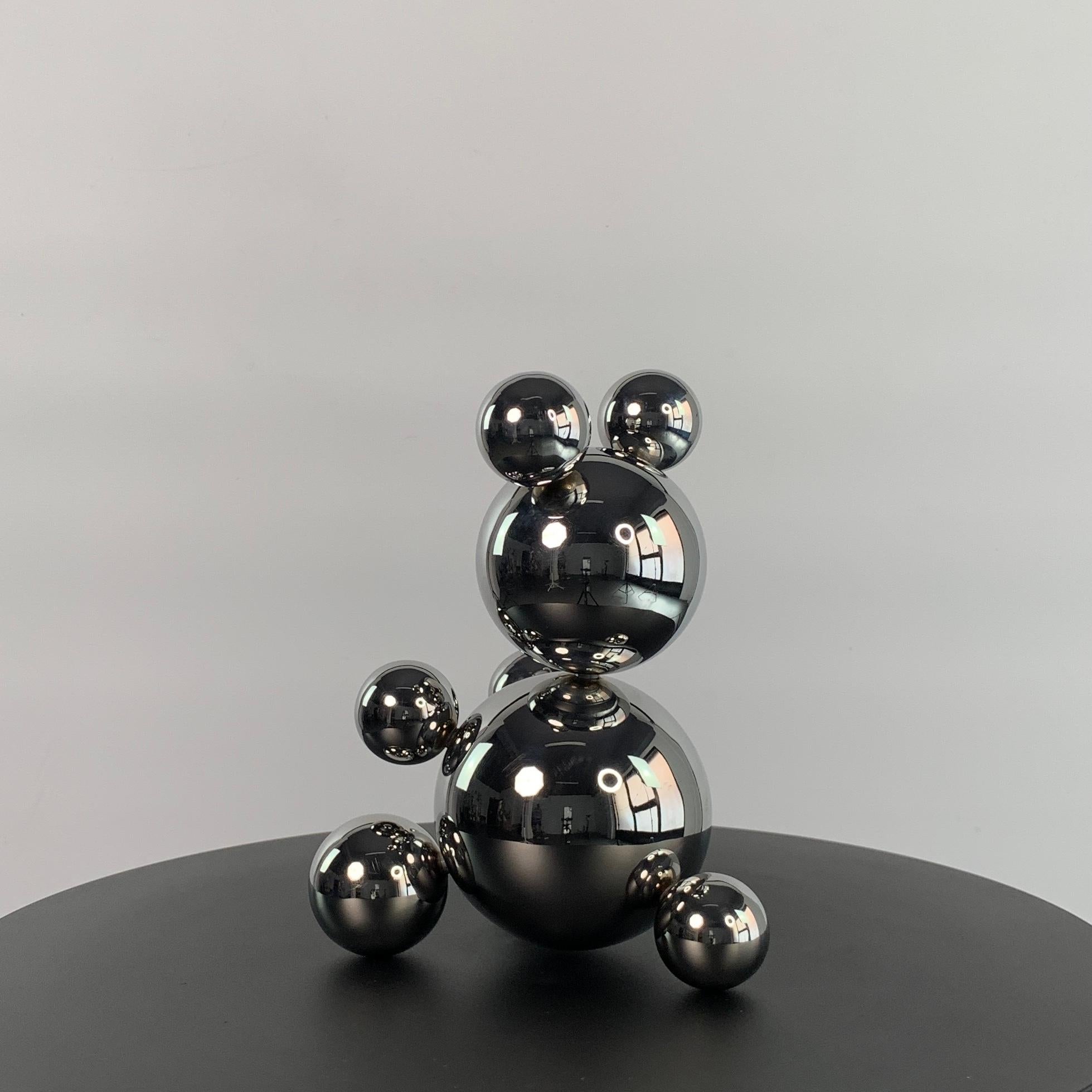 Small Stainless Steel Bear 'Diksy' - Abstract Geometric Sculpture by IRENA TONE
