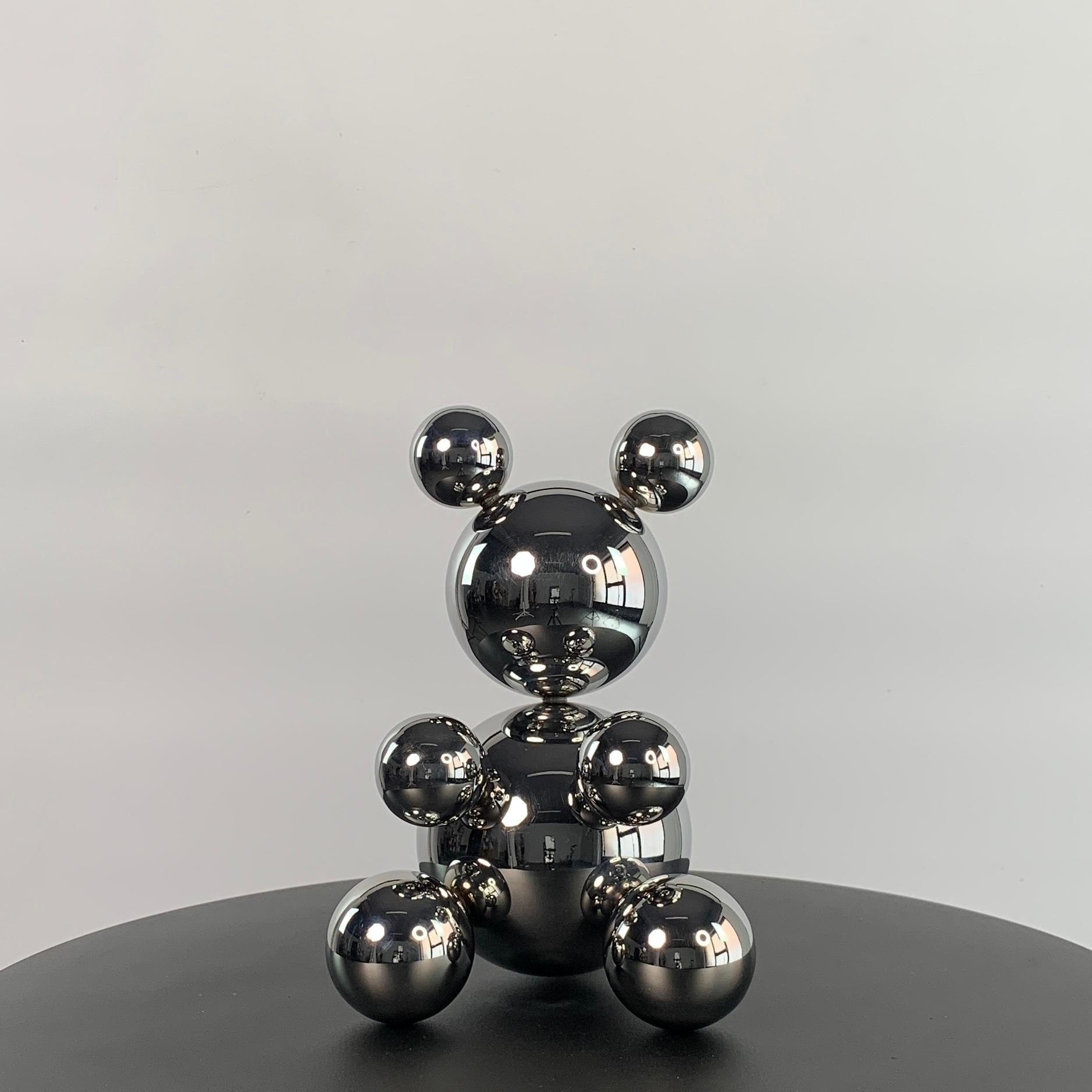 IRENA TONE Abstract Sculpture - Small Stainless Steel Bear 'Diksy'
