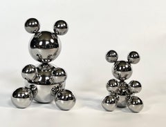 Stainless Steel Bear Brothers Set of 2, Sculpture Minimalistic Animal