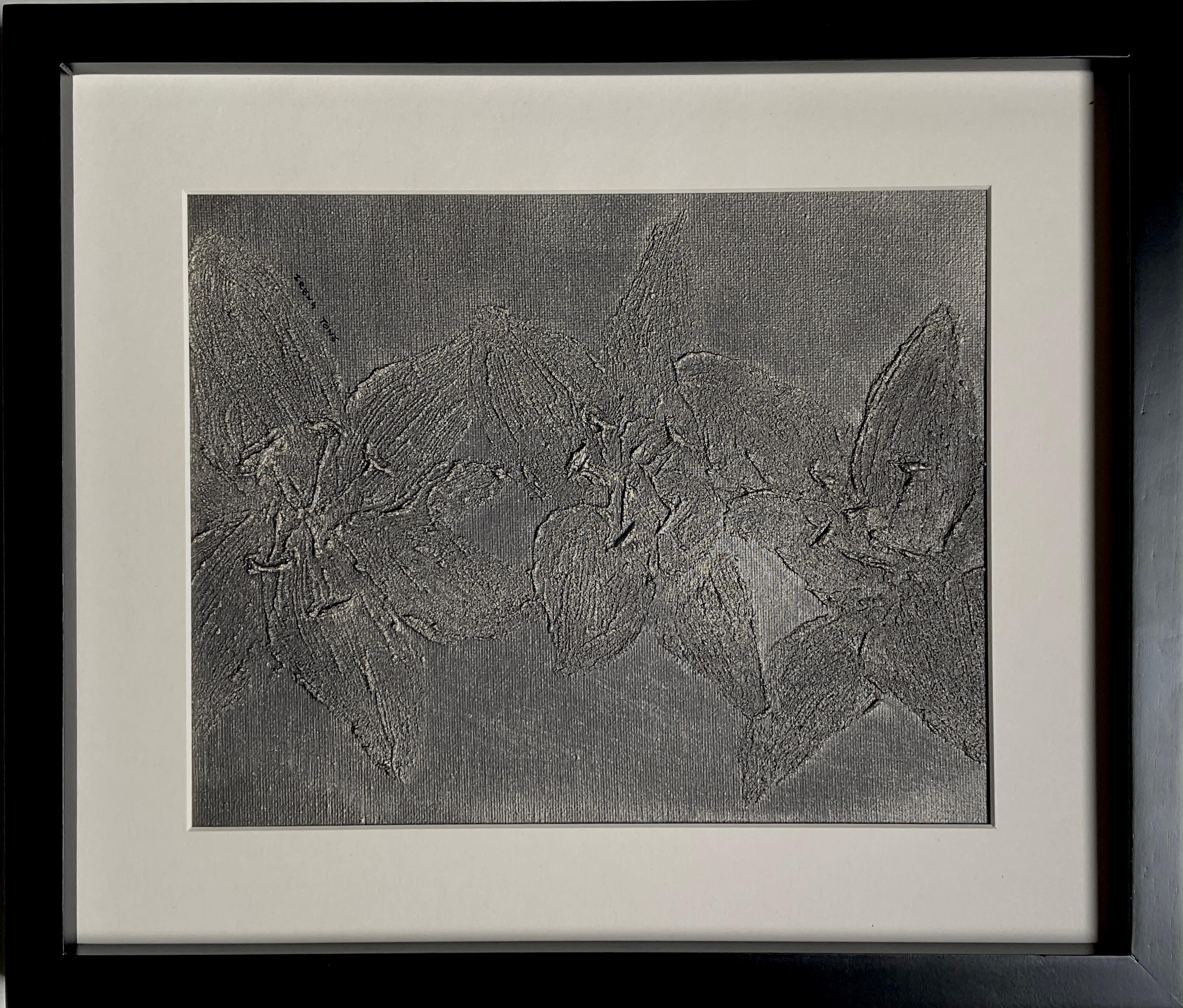 Drei silberne Lilien – Painting von IRENA TONE