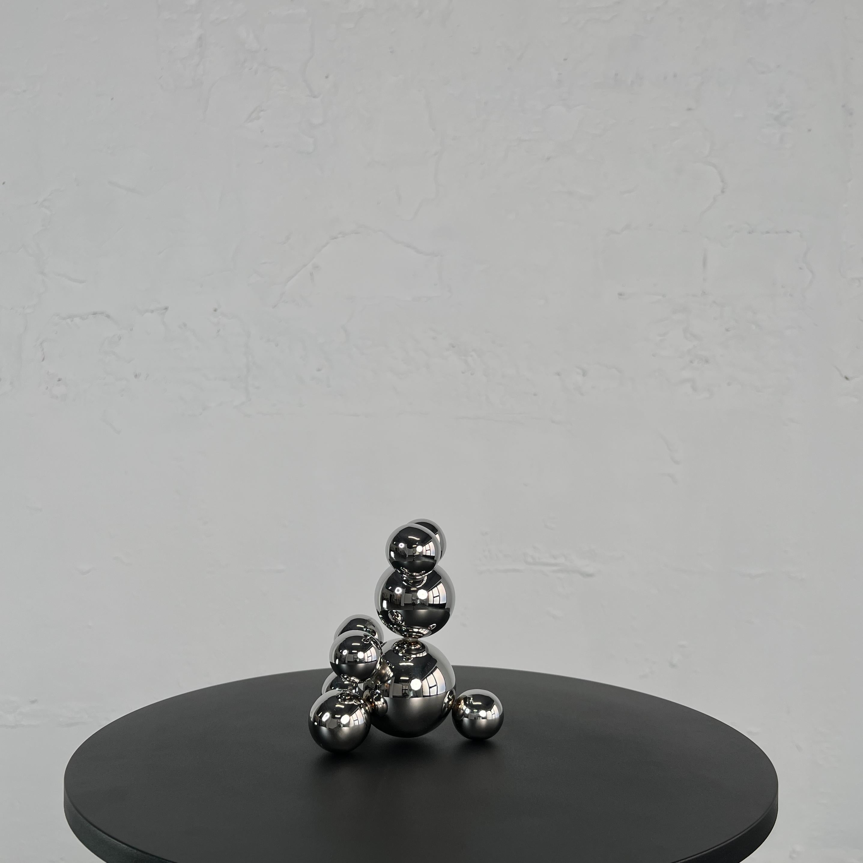 Tiny Stainless Steel Bear 'Ricky' Sculpture Minimalistic Animal For Sale 2
