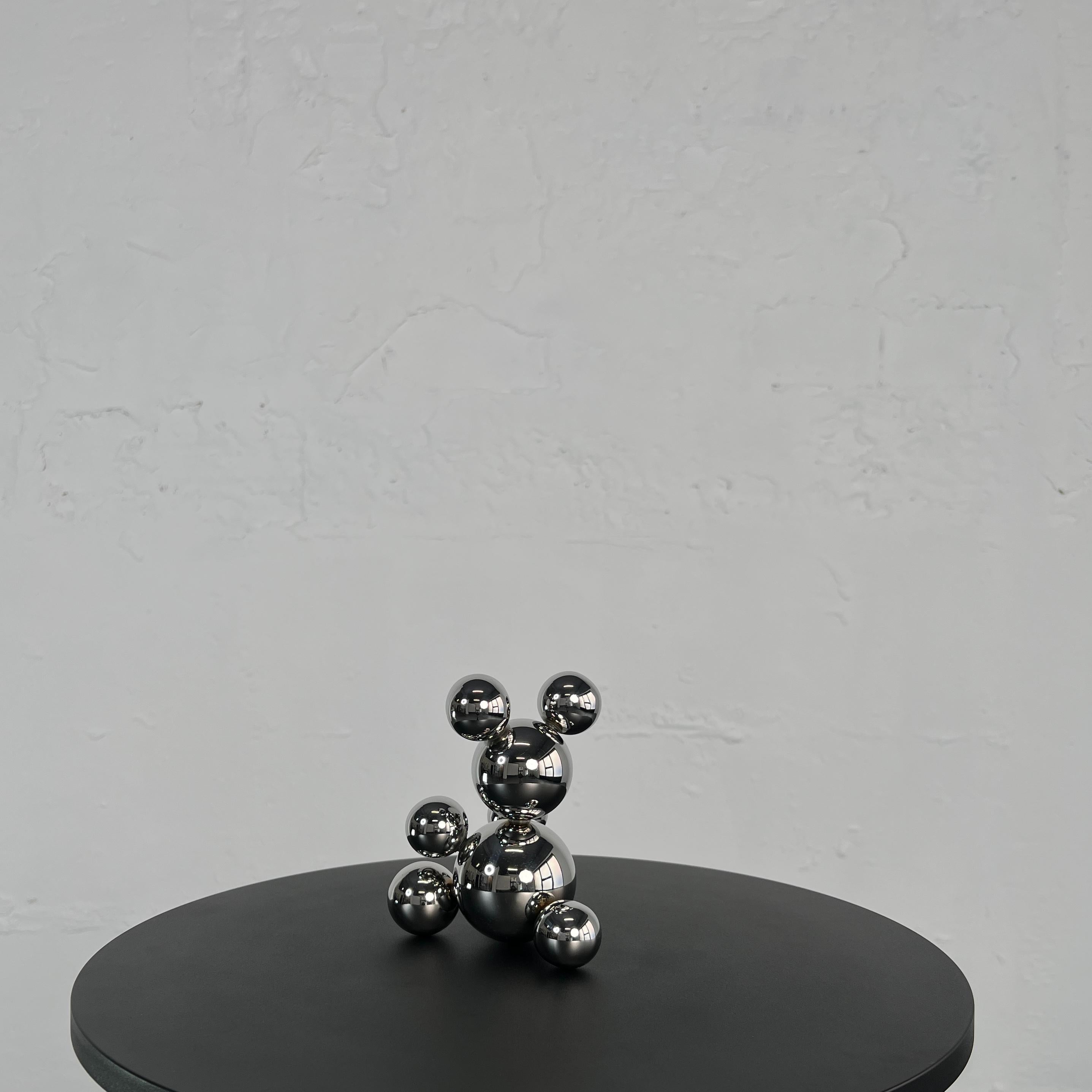 Tiny Stainless Steel Bear 'Ricky' Sculpture Minimalistic Animal For Sale 3