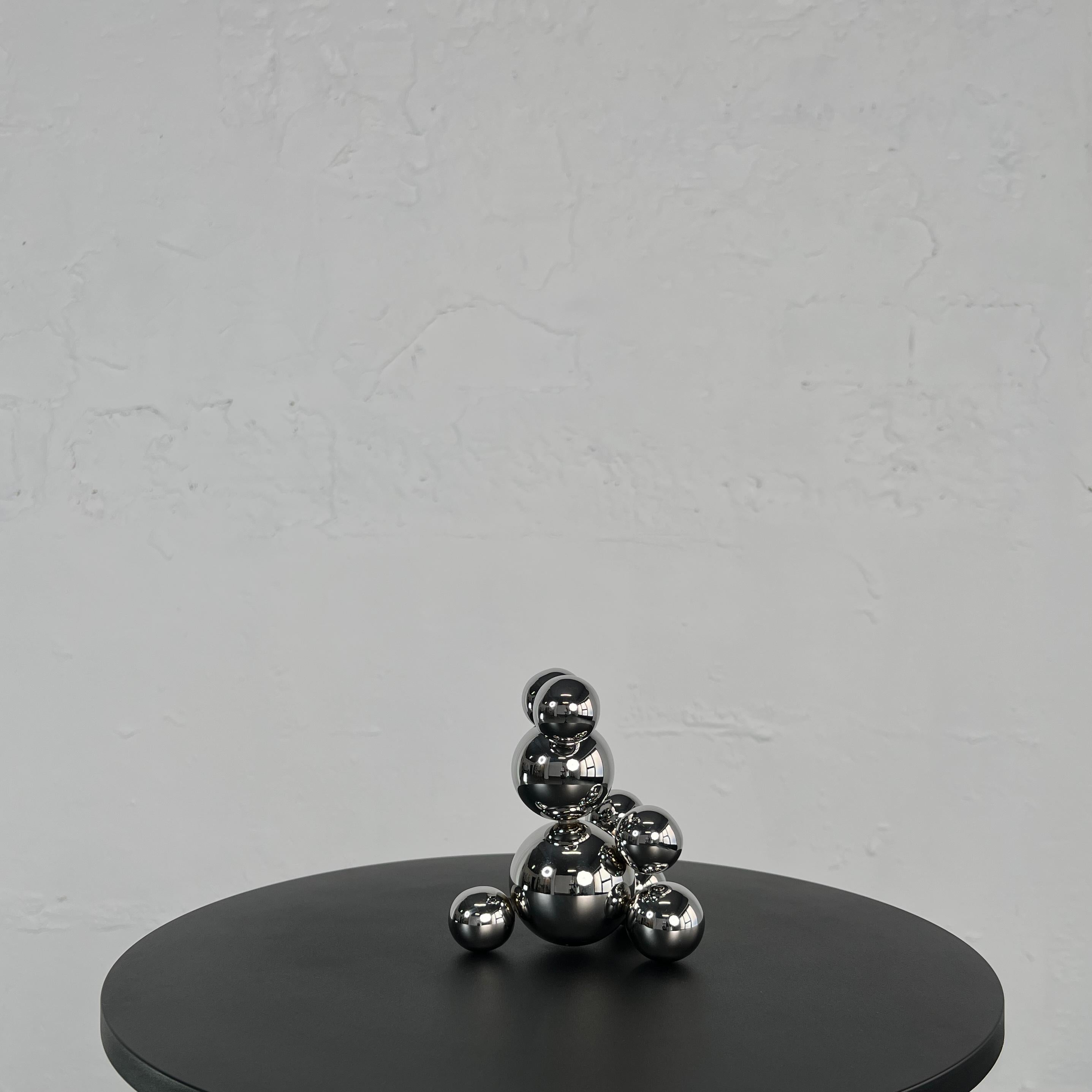 Tiny Stainless Steel Bear 'Ricky' Sculpture Minimalistic Animal For Sale 4