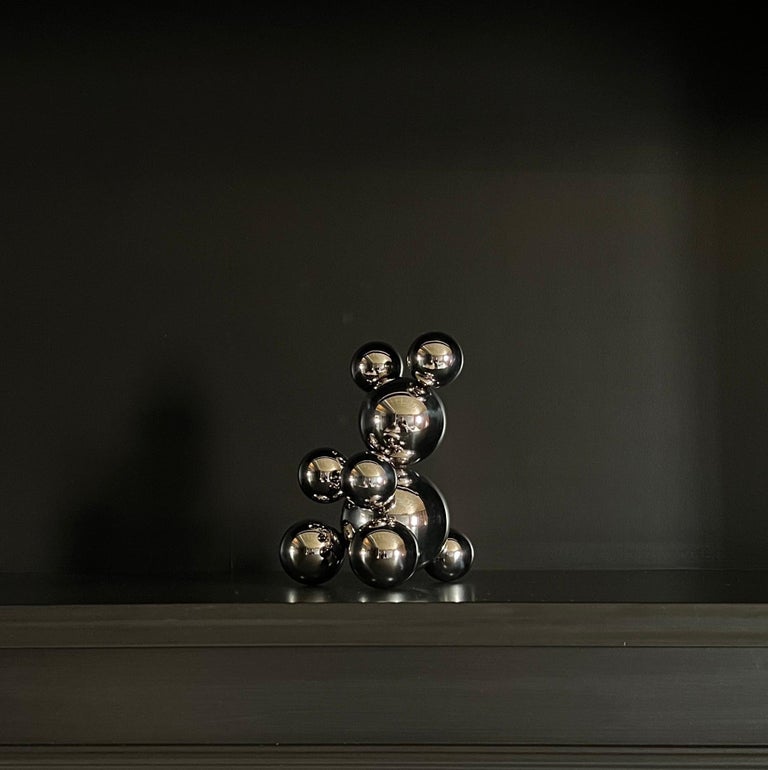 Tiny Stainless Steel Bear 'Tony' Sculpture Minimalistic Animal For Sale 6