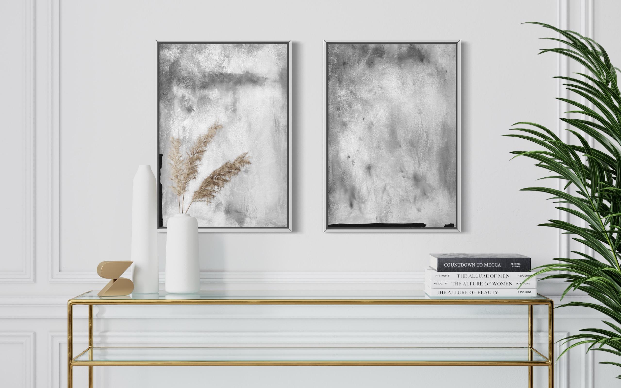 IRENA TONE Abstract Painting - Original Art MELTED ICE Diptych