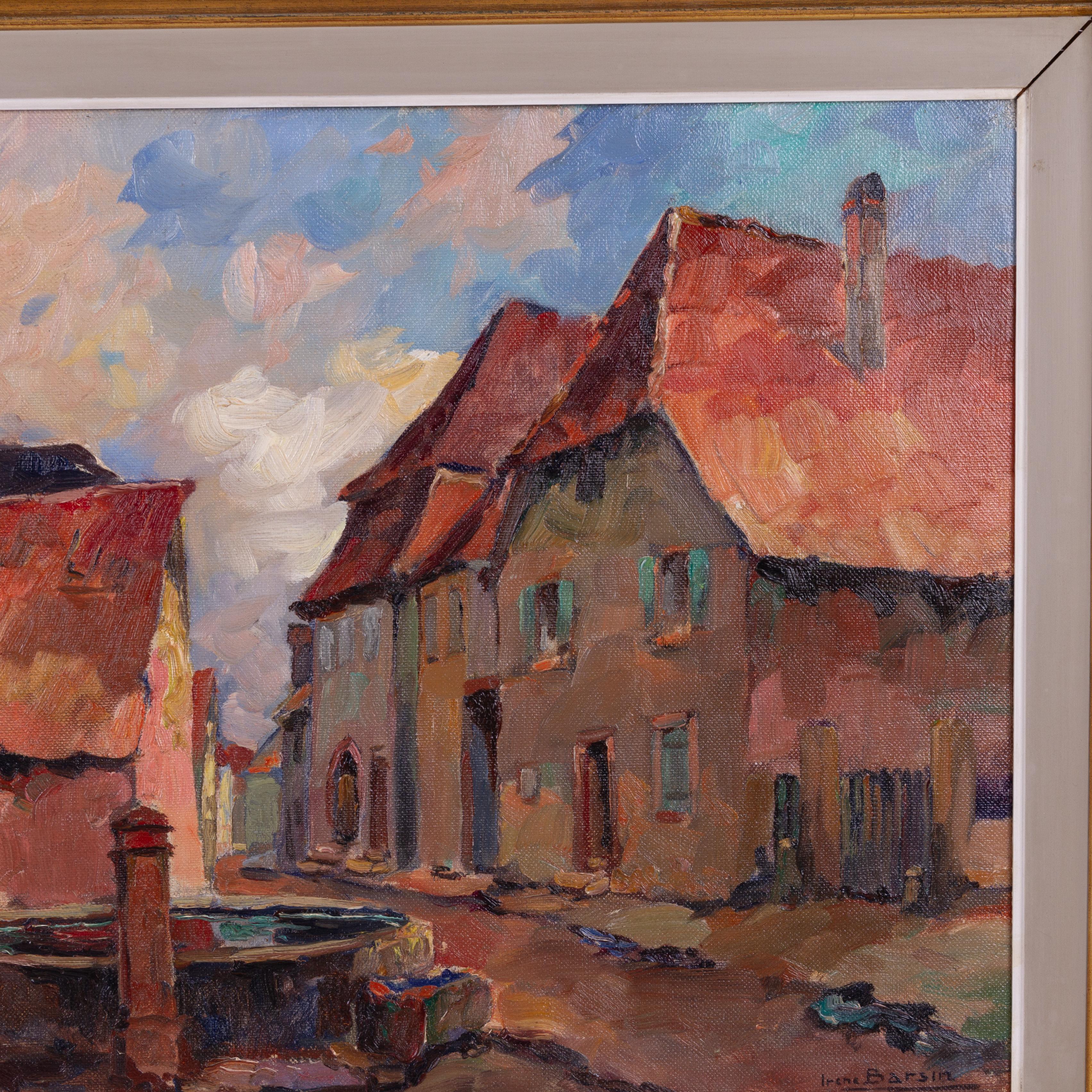 In gutem Zustand
Aus einer privaten Sammlung
Kostenloser internationaler Versand
Irene Barsin (1917-2004) Belgisches Dorf, Ölgemälde, signiert 
