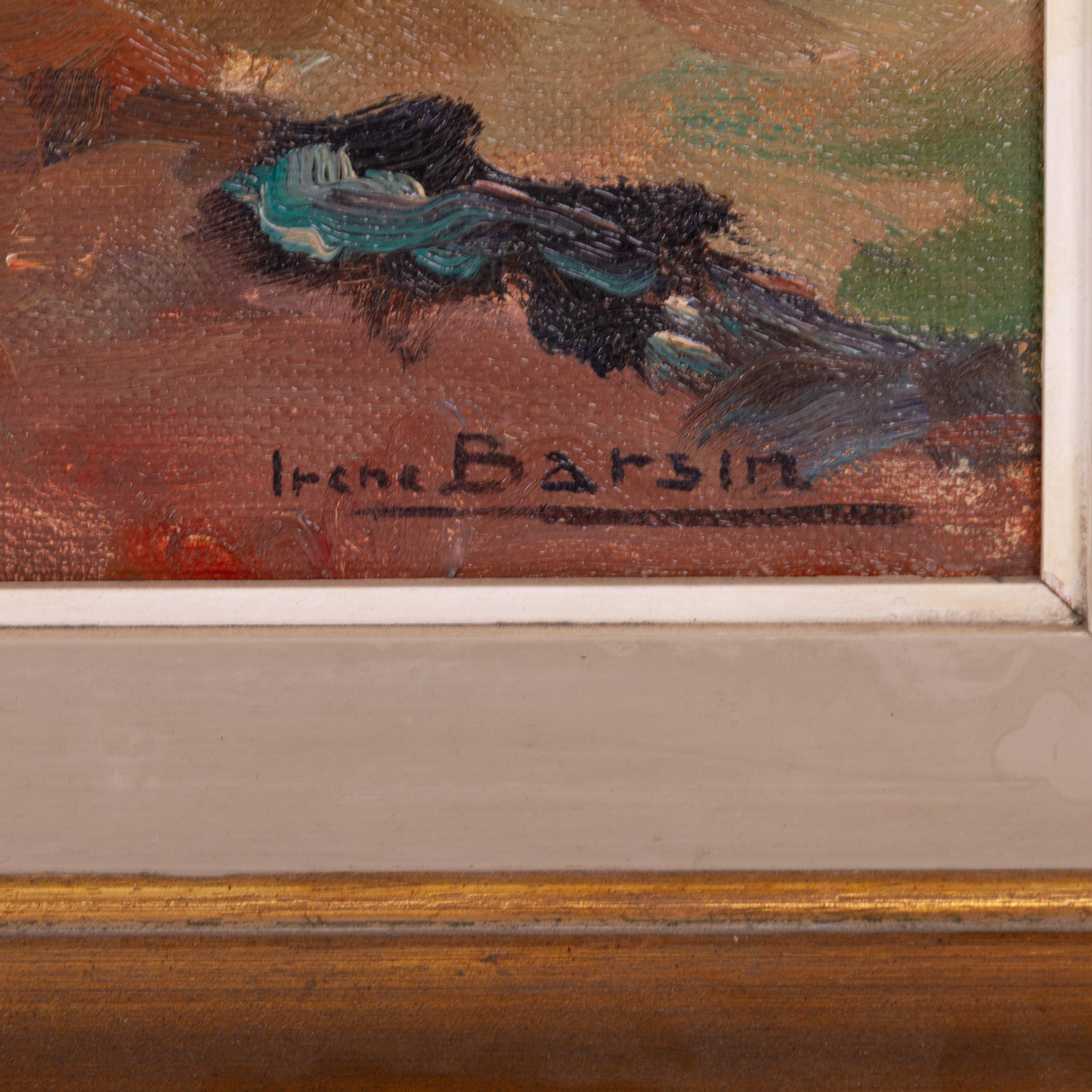 Irene Barsin (1917-2004) Belgisches Dorf, Ölgemälde, signiert (20. Jahrhundert)
