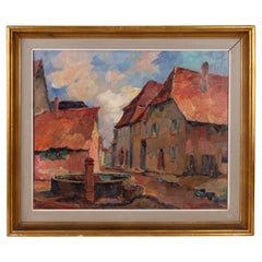 Vintage Irene Barsin (1917-2004) Belgian Village Oil Painting Signed 