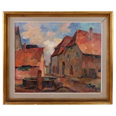 Irene Barsin (1917-2004) Peinture à l'huile de village belge signée