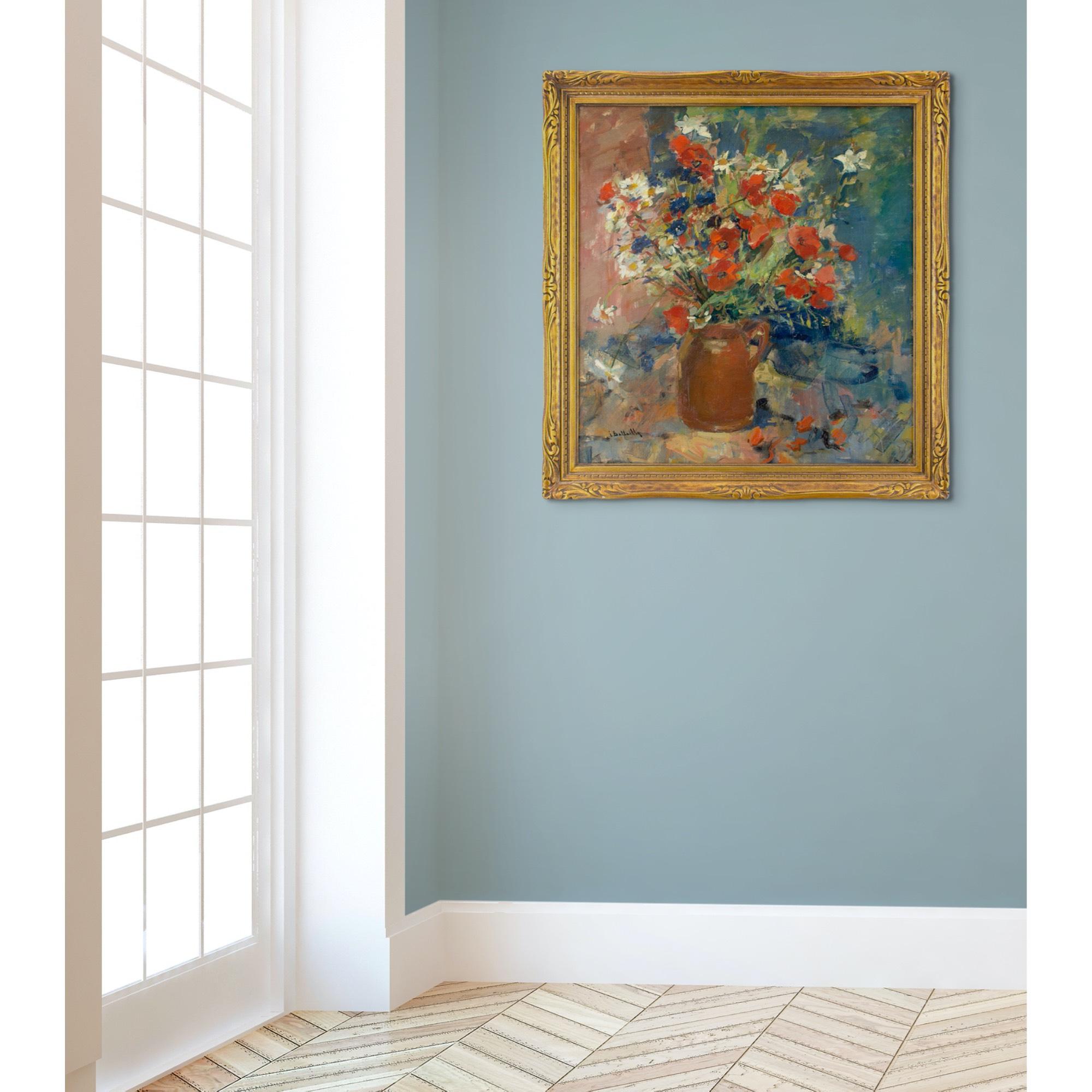 Irène Bataille, Still Life With Poppies & Daisies, Oil Painting 2