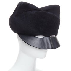 IRENE black wool cat eye cut out cat eye masquerade fascinator hat