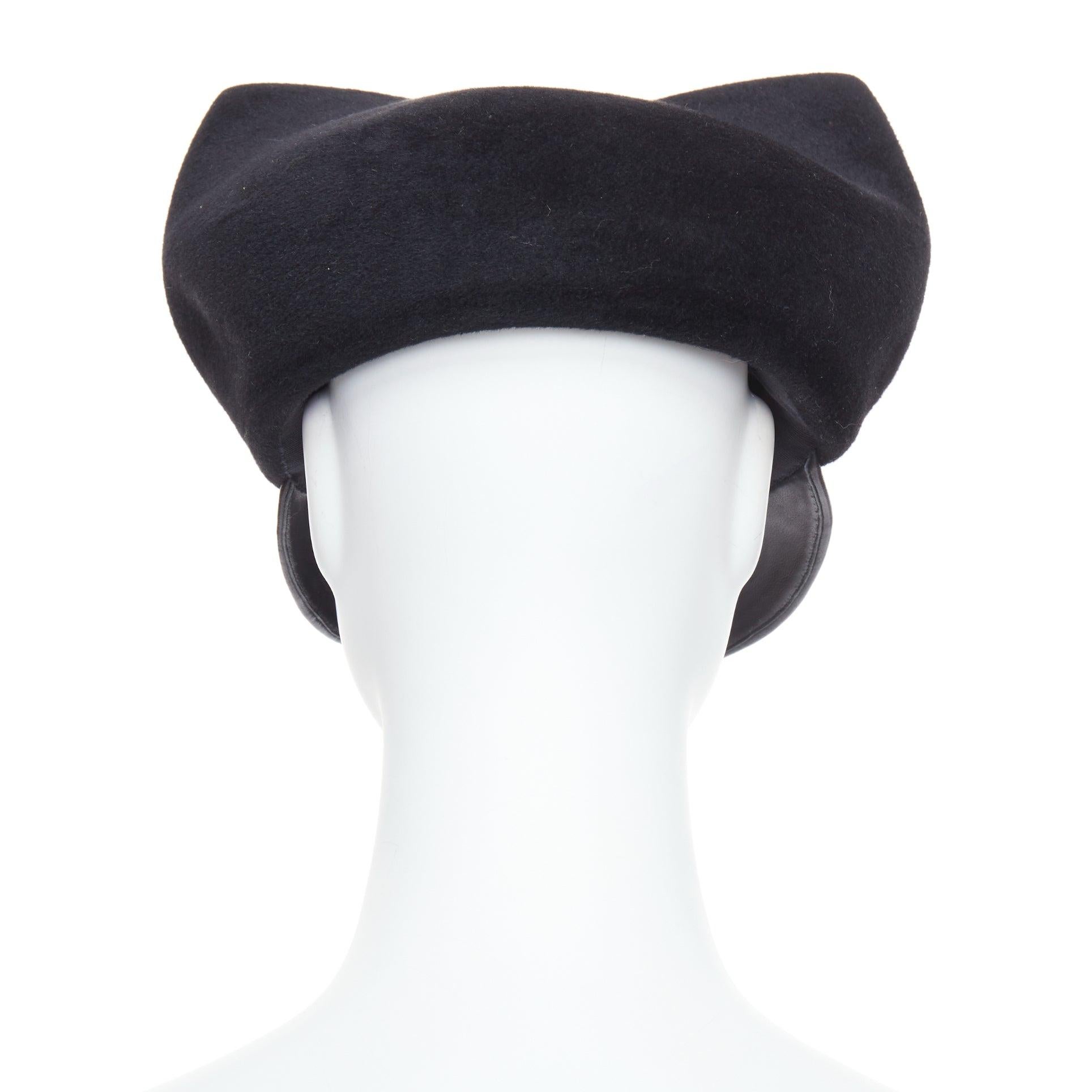 Irene noir laine cat eye découpé chapeau fascinateur de mascarade. Bon état à Hong Kong, NT