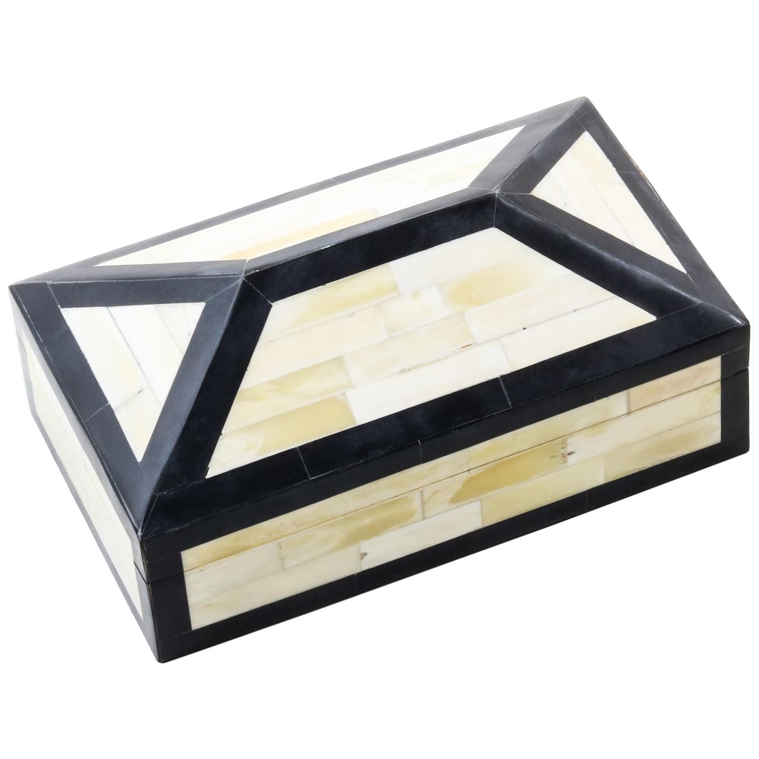 Irene Box in Ivory and Black Bone by CuratedKravet