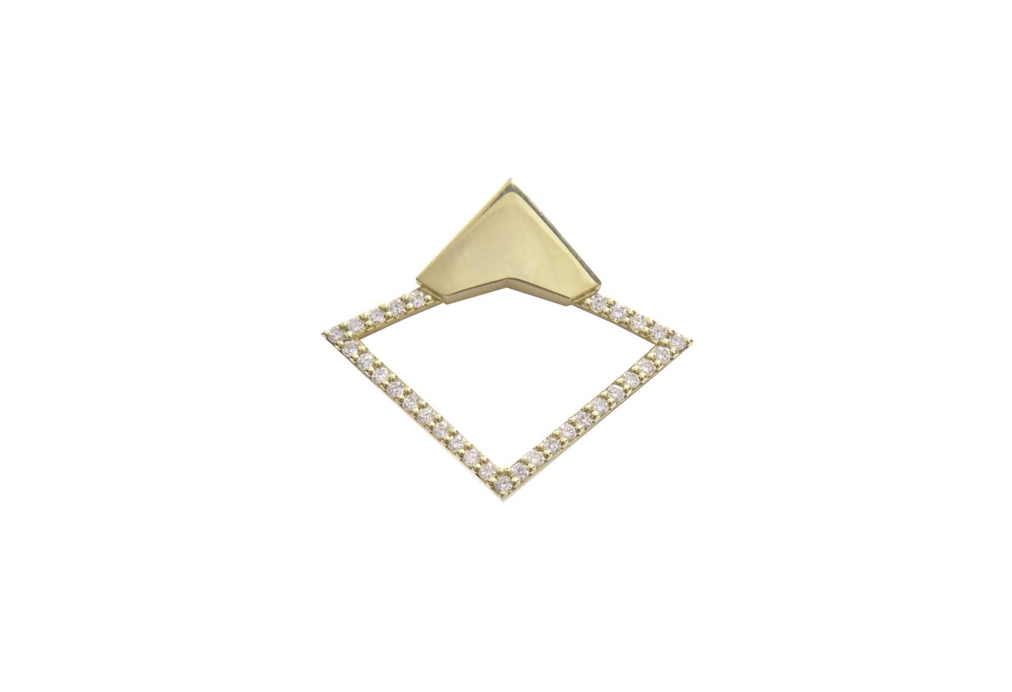 Handmade Sustainable 18 Karat Yellow Gold and Diamond Pavé Geometric Set For Sale 11