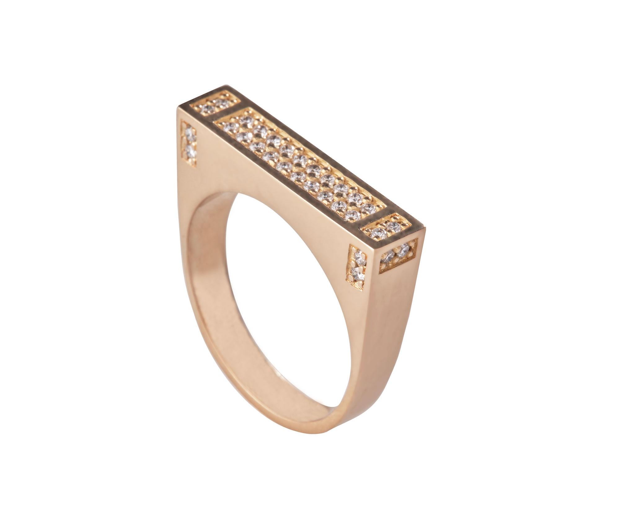 Brilliant Cut 18 Karat Rose Gold 0.26 Carat Diamond Pavé MLG 36 Ring.Sustainable Fine Jewelry For Sale