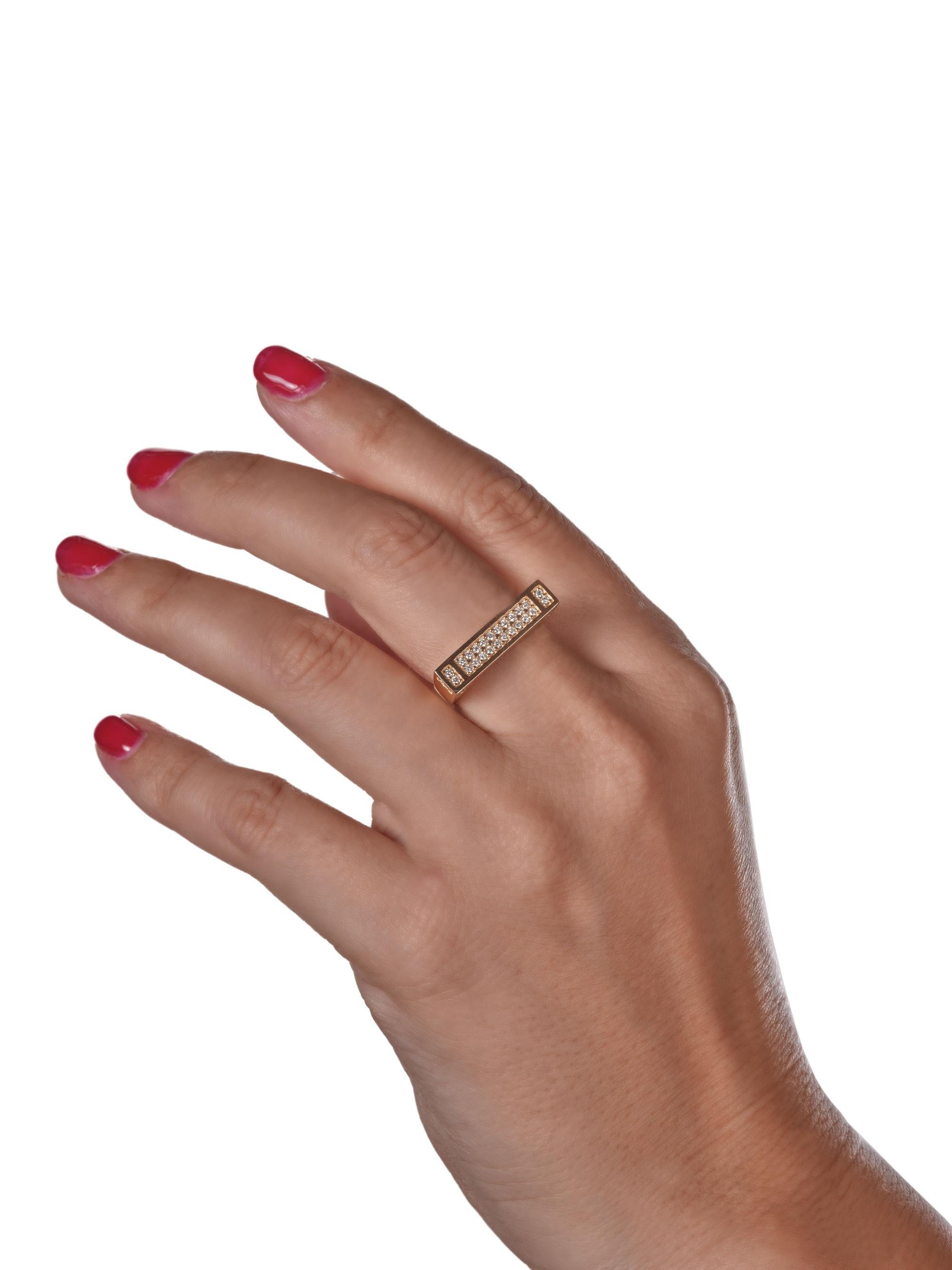 Women's 18 Karat Rose Gold 0.26 Carat Diamond Pavé MLG 36 Ring.Sustainable Fine Jewelry For Sale