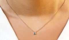 18 Karat Rose Gold, Unheated Green Sapphire in Trillion Cut Necklace.Sustainable