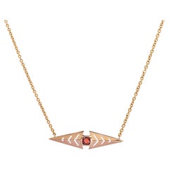 18 Karat Rose Gold with Garnet Cushion Cut Sign Necklace.Sustainable Fine Jewel