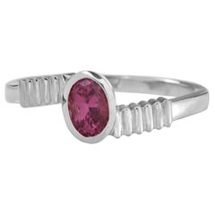 18 Karat White Gold with 0.50 Carat Pink Sapphire in Oval Cut Stacking Ring