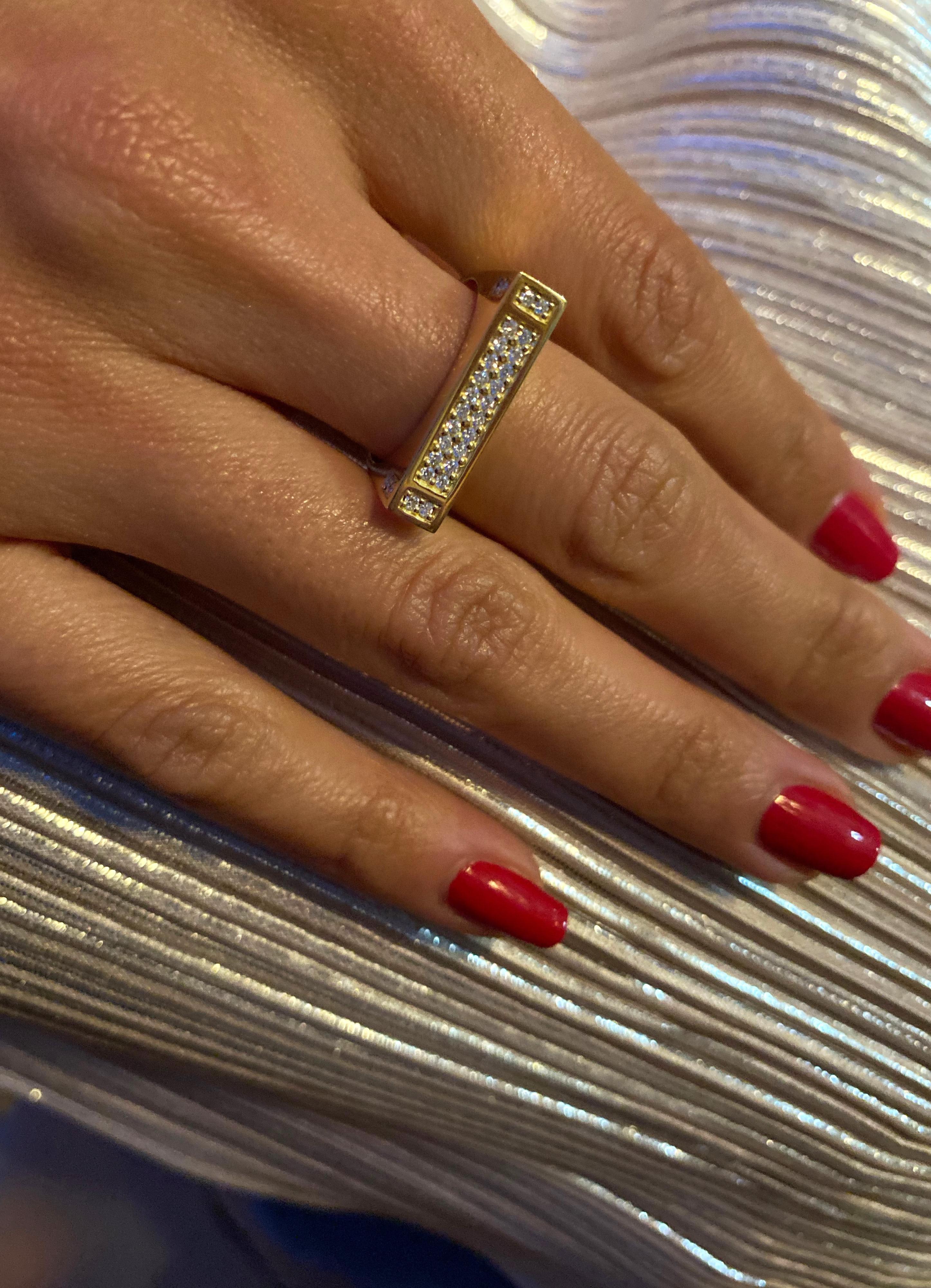 18 Karat Yellow Gold 0.26 Carat Diamond Pavé MLG 36 Ring. Sustainable Fine Jewel In New Condition For Sale In Málaga, ES