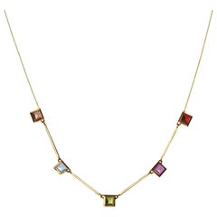 18 Karat Yellow Gold Piramidal Cut Stones BenBen Necklace.Sustainable Fine Jewel