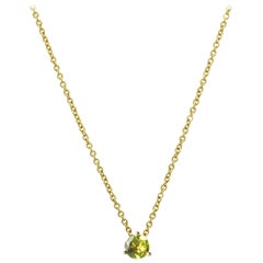18 Karat Yellow Gold with Peridot in Round Cut Necklace.Sustainable Fine Jewelry