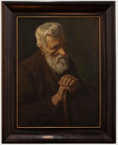 Irene Butler - 1910 Oil, Old Man With A Cane