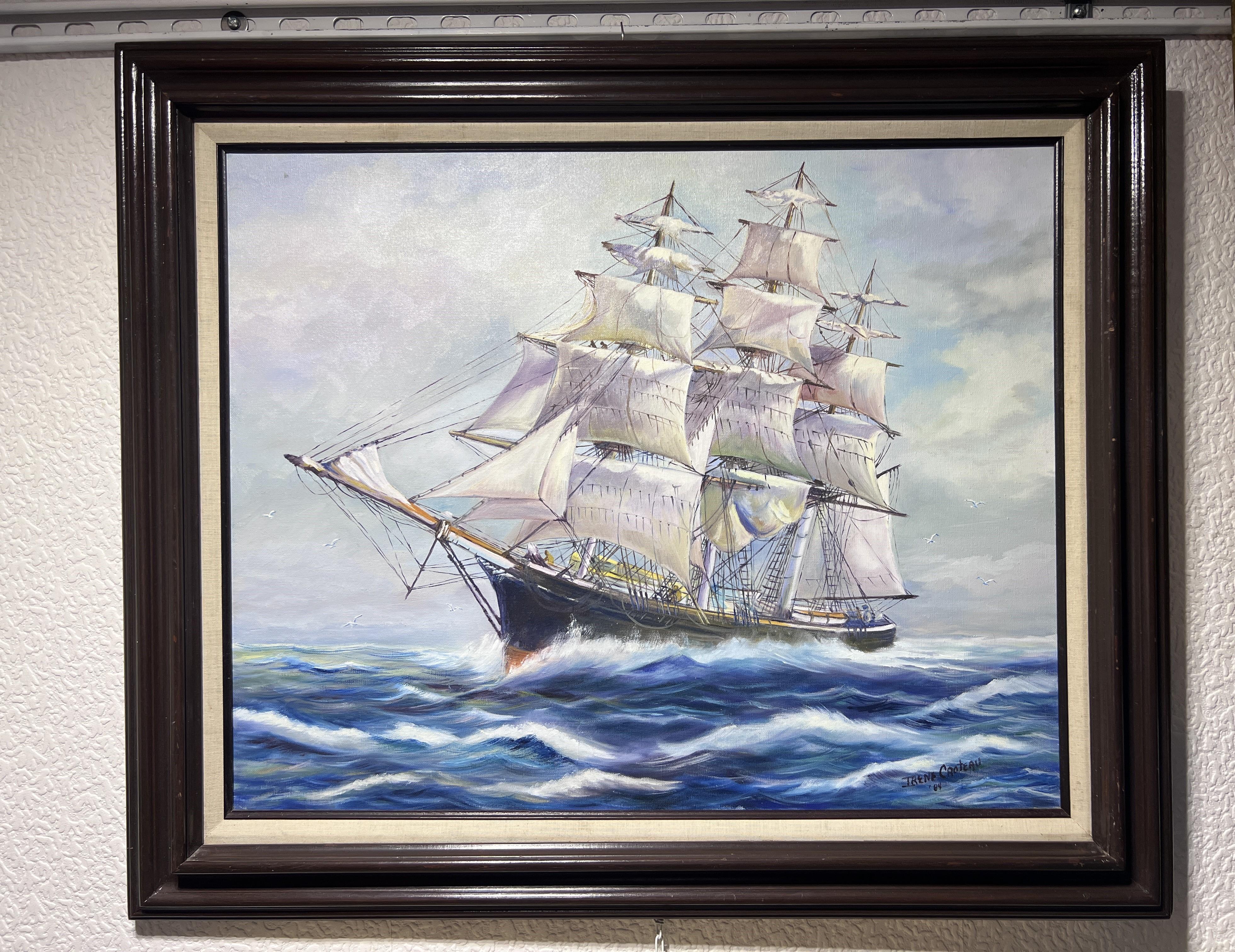 1984 Irene Croteau Pittura originale su tela, Paesaggio marino, con cornice 1
