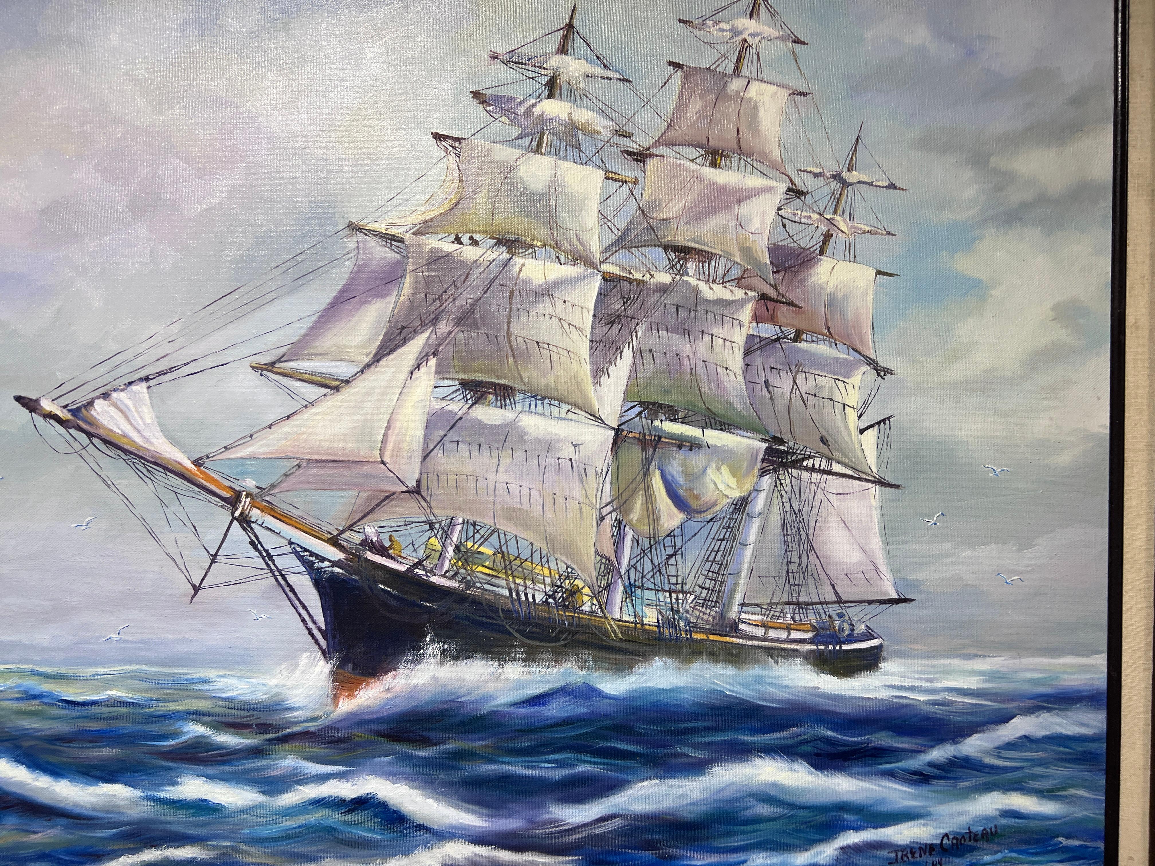 1984 Irene Croteau Pittura originale su tela, Paesaggio marino, con cornice 2