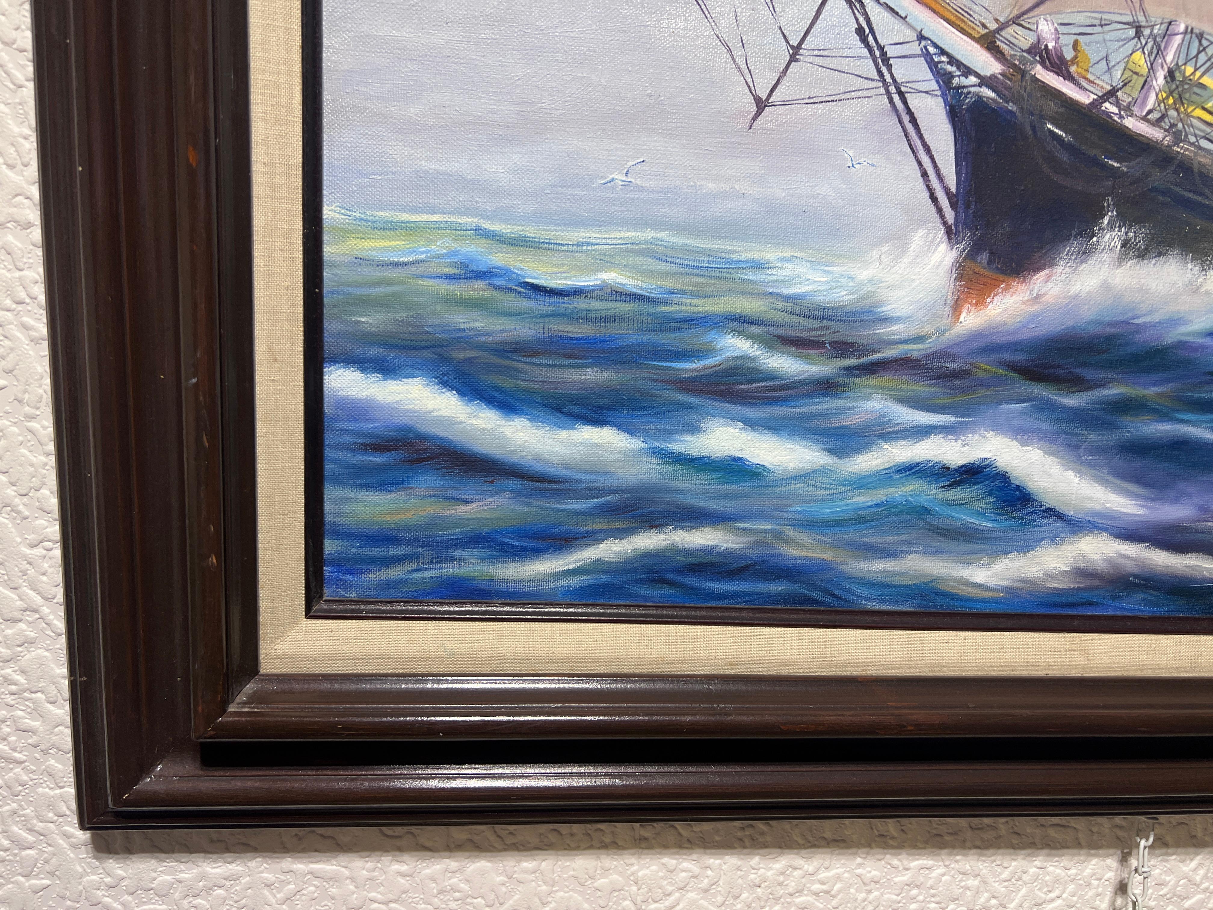 1984 Irene Croteau Pittura originale su tela, Paesaggio marino, con cornice 3
