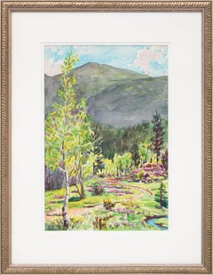 Früher Sommer, Colorado Mountains, 1950er Jahre Landschaft mit Aspens, Kiefern und Fluss