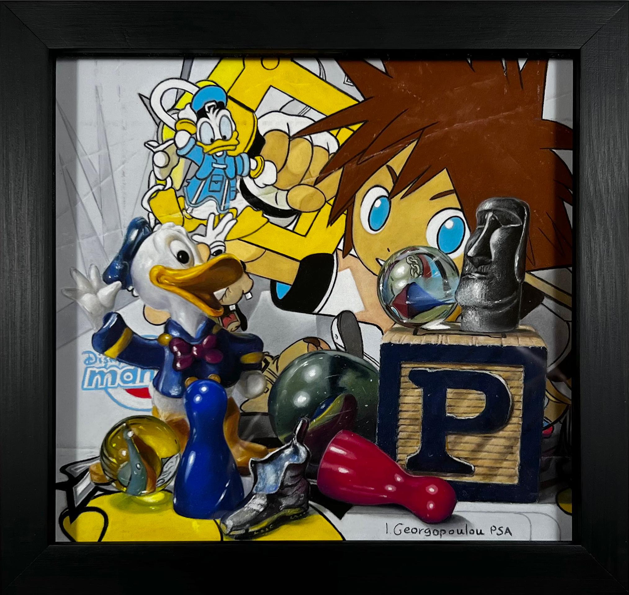 „Cherished Playthings“ von Irene Georgopoulou, Pastell, Stillleben mit Spielzeugen im Angebot 3