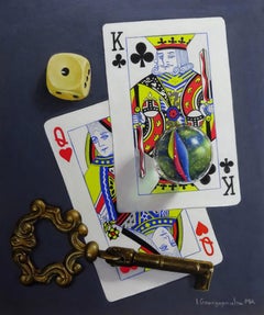 "Mistero reale" di Irene Georgopoulou, Pastello, Natura morta di carte da gioco