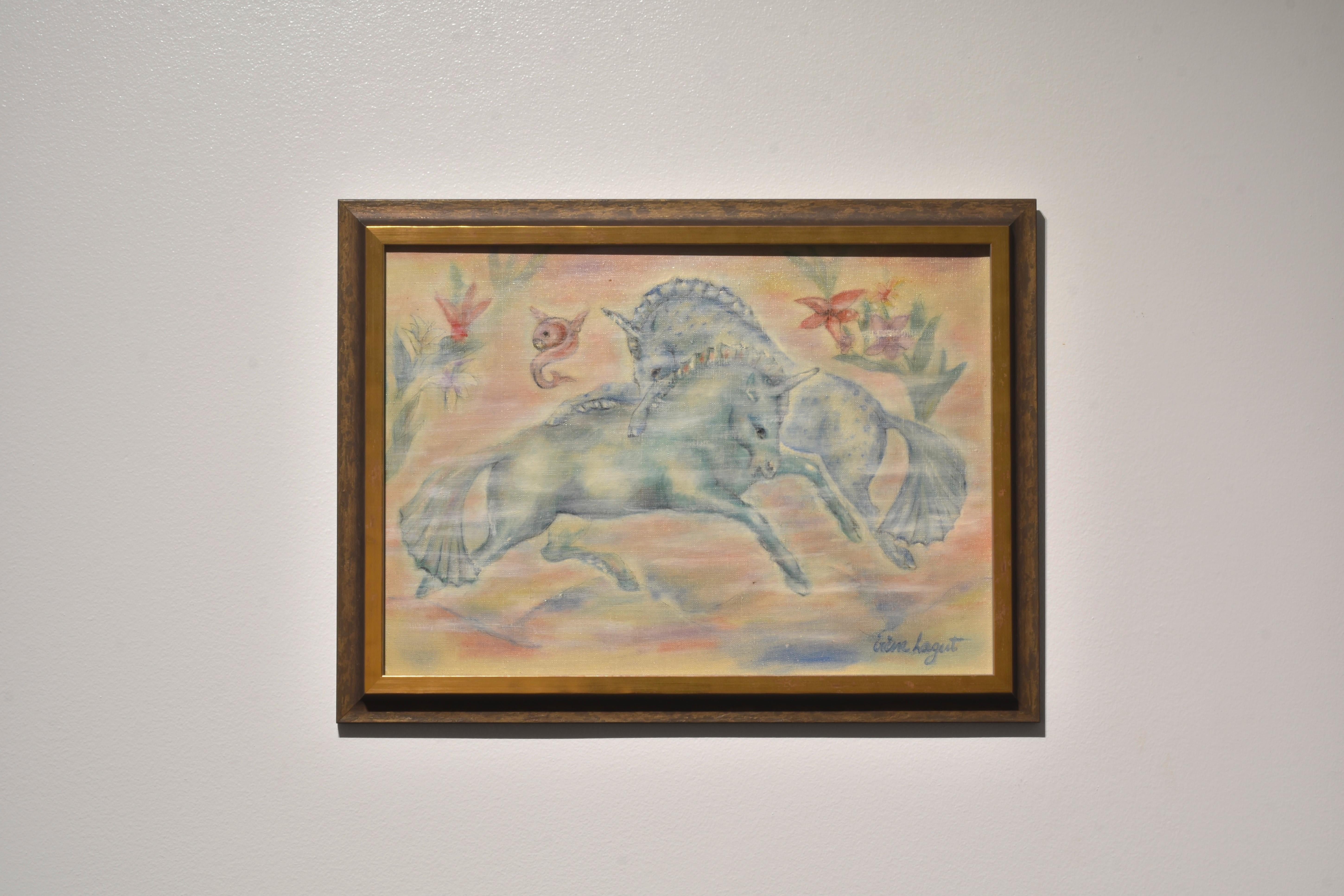 Irène Lagut (1893-1994)
Cavalli d
acqua, anni 
40
Olio su tela
Opera d
arte: 13 x 18 1/8 di pollice, 33 x 46 cm.
Incorniciato: 15 1/3 x 20 1/2 di pollice l 39 x 52 cm
Firmato in basso a destra

Irène Lagut (1893-1994) è stata una pittrice e designer