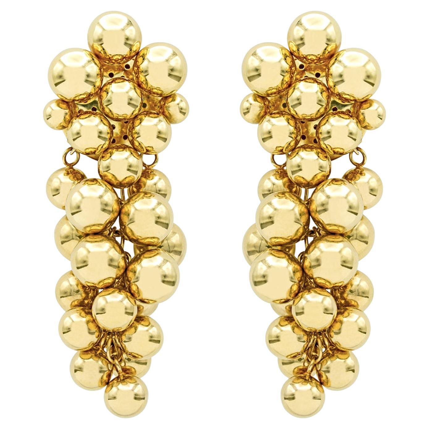 Irene Lummertz Goldtrauben-Ohrringe 18K Gelbgold Kugeln Cluster Design im Angebot