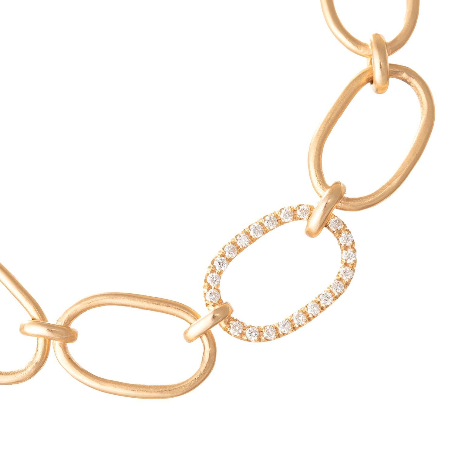 Round Cut Irene Neuwirth 18k Rose Gold Diamond Oval Link Bracelet