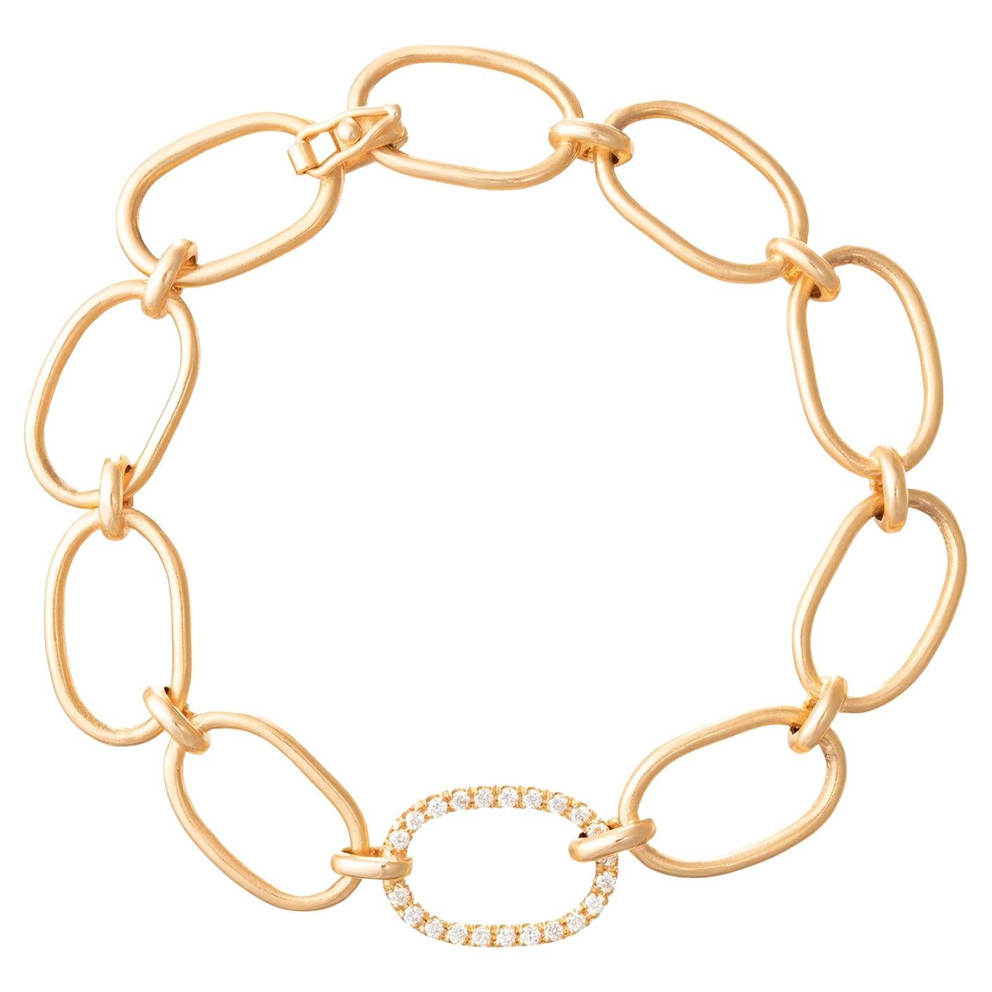 Irene Neuwirth 18k Rose Gold Diamond Oval Link Bracelet
