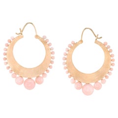 Irene Neuwirth 18k Rose Gold Pink Opal Hoop Earrings