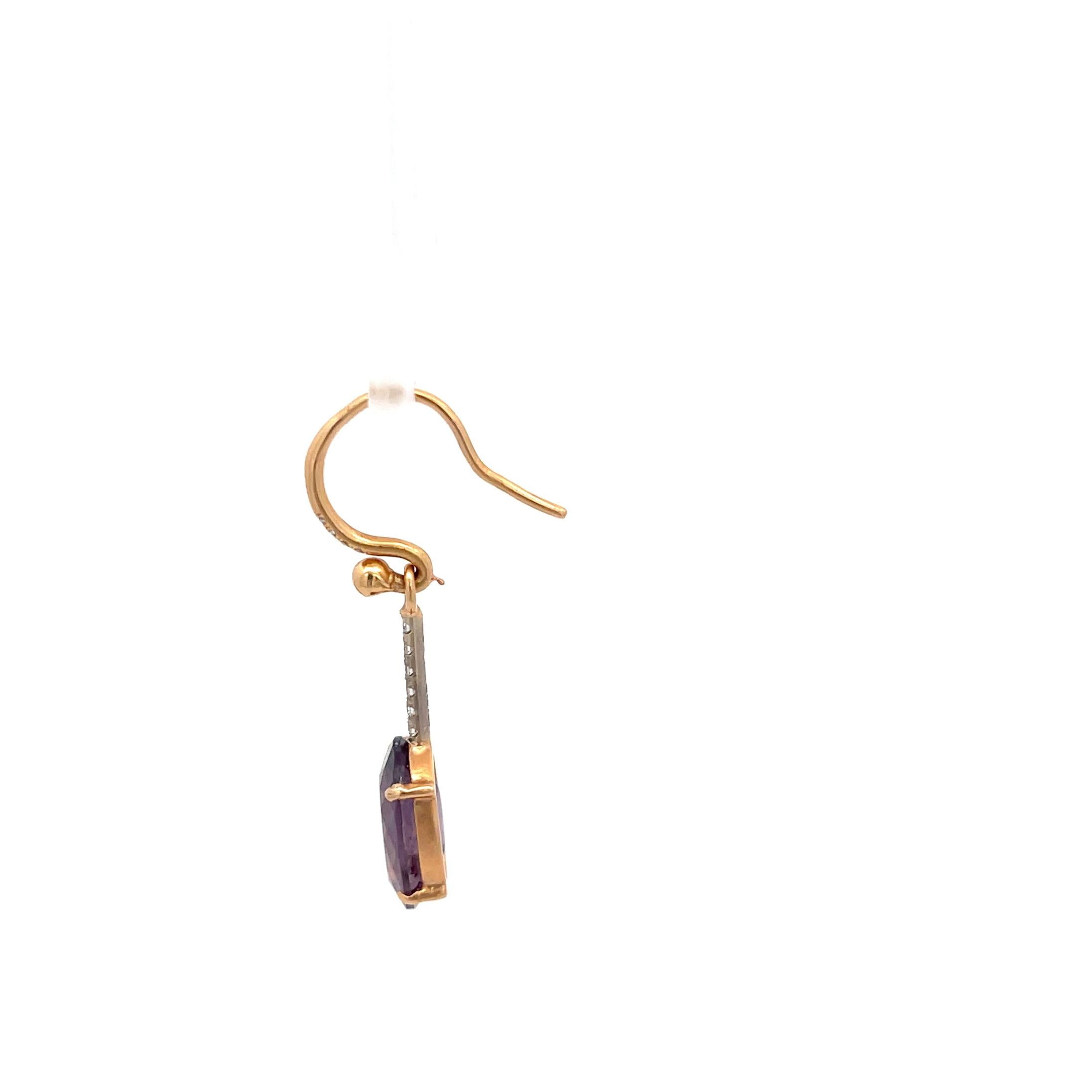 Oval Cut Irene Neuwirth Diamond and Purple Tourmaline Single Earring 18K Rose Gold For Sale