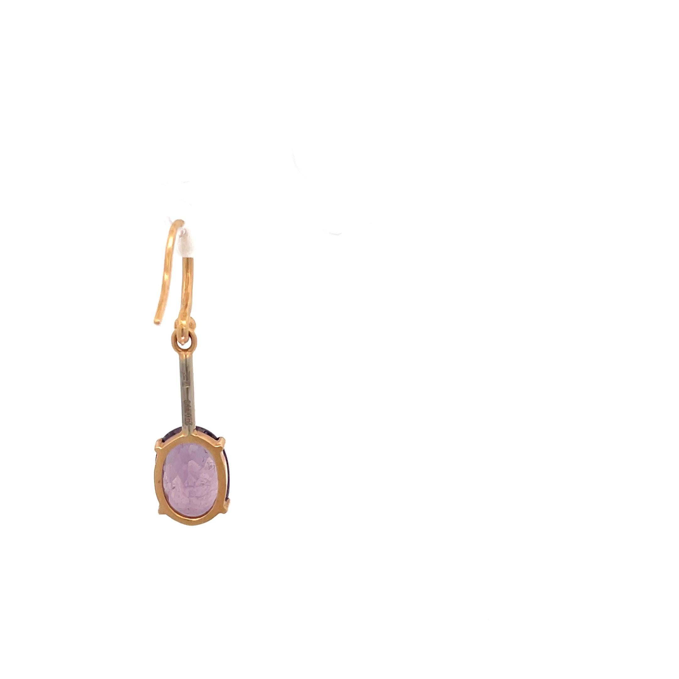 Irene Neuwirth Boucle d'oreille simple en or rose 18K avec diamant et tourmaline violette Excellent état - En vente à Dallas, TX