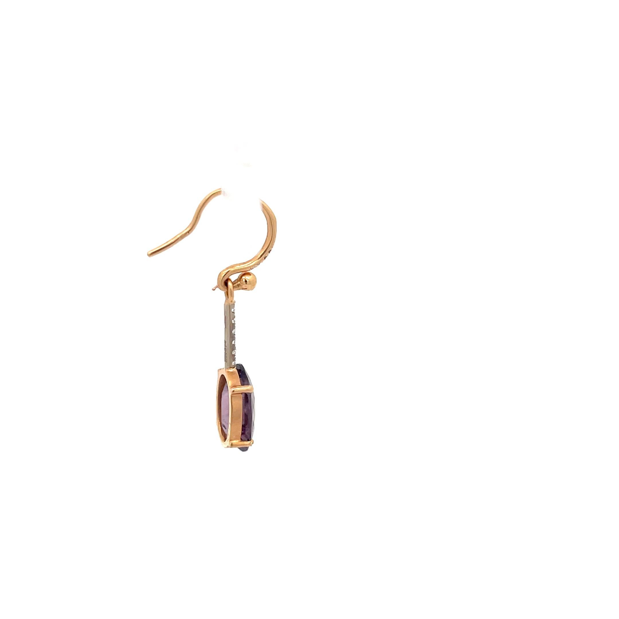 Irene Neuwirth Boucle d'oreille simple en or rose 18K avec diamant et tourmaline violette Pour femmes en vente