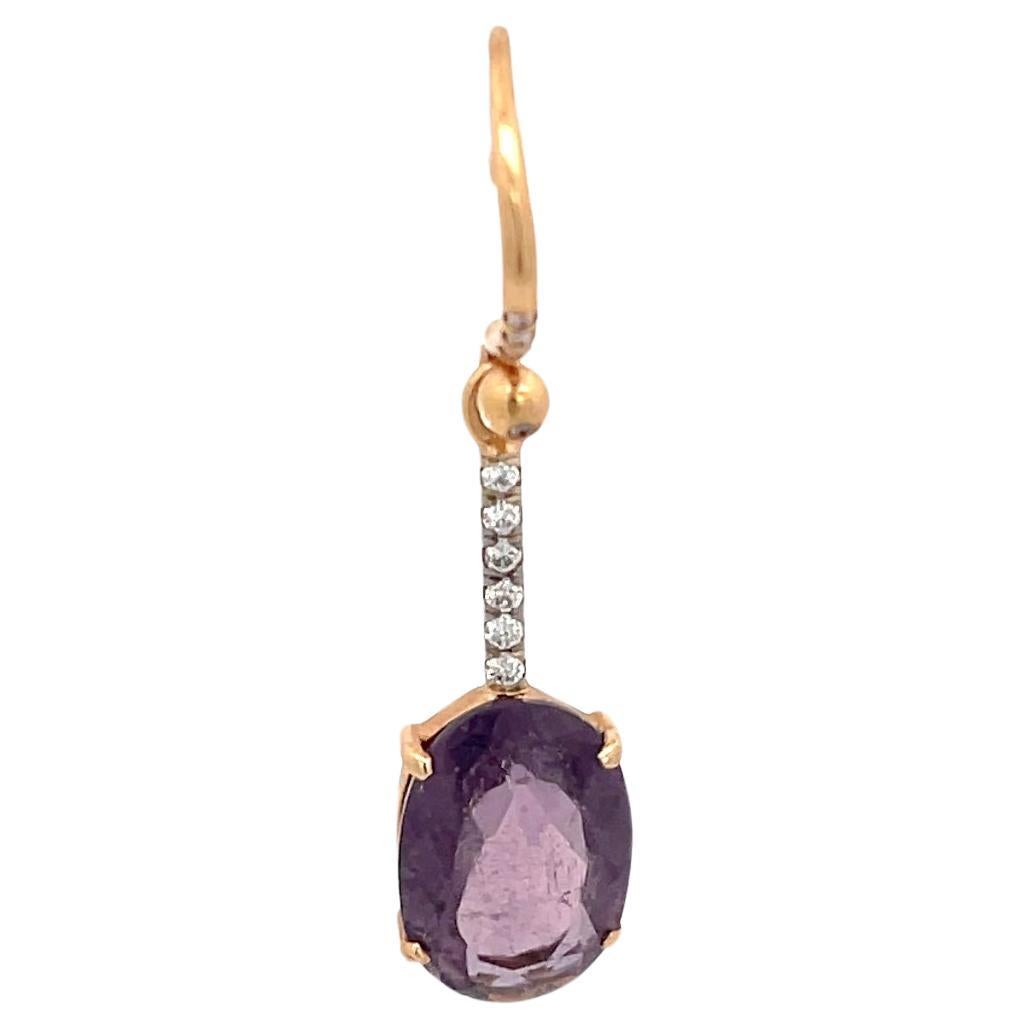 Irene Neuwirth Boucle d'oreille simple en or rose 18K avec diamant et tourmaline violette en vente