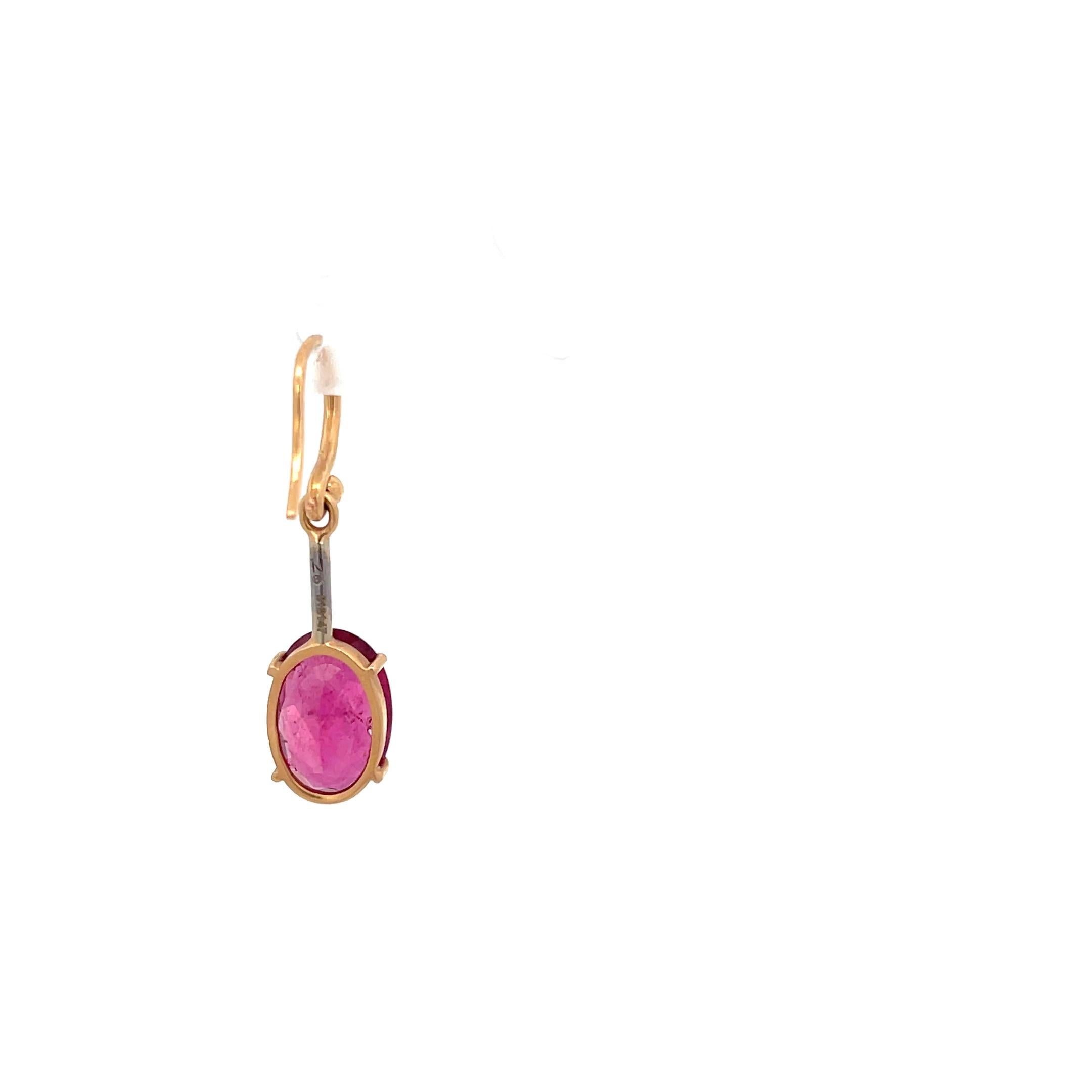 Oval Cut Irene Neuwirth Diamond and Tourmaline Single Earring 18K Rose Gold For Sale