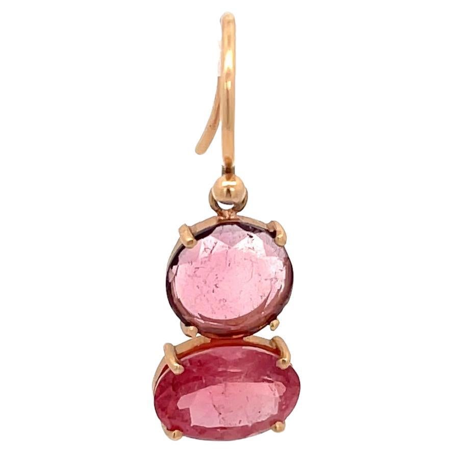 Irene Neuwirth Boucle d'oreille simple double tourmaline or rose 18K