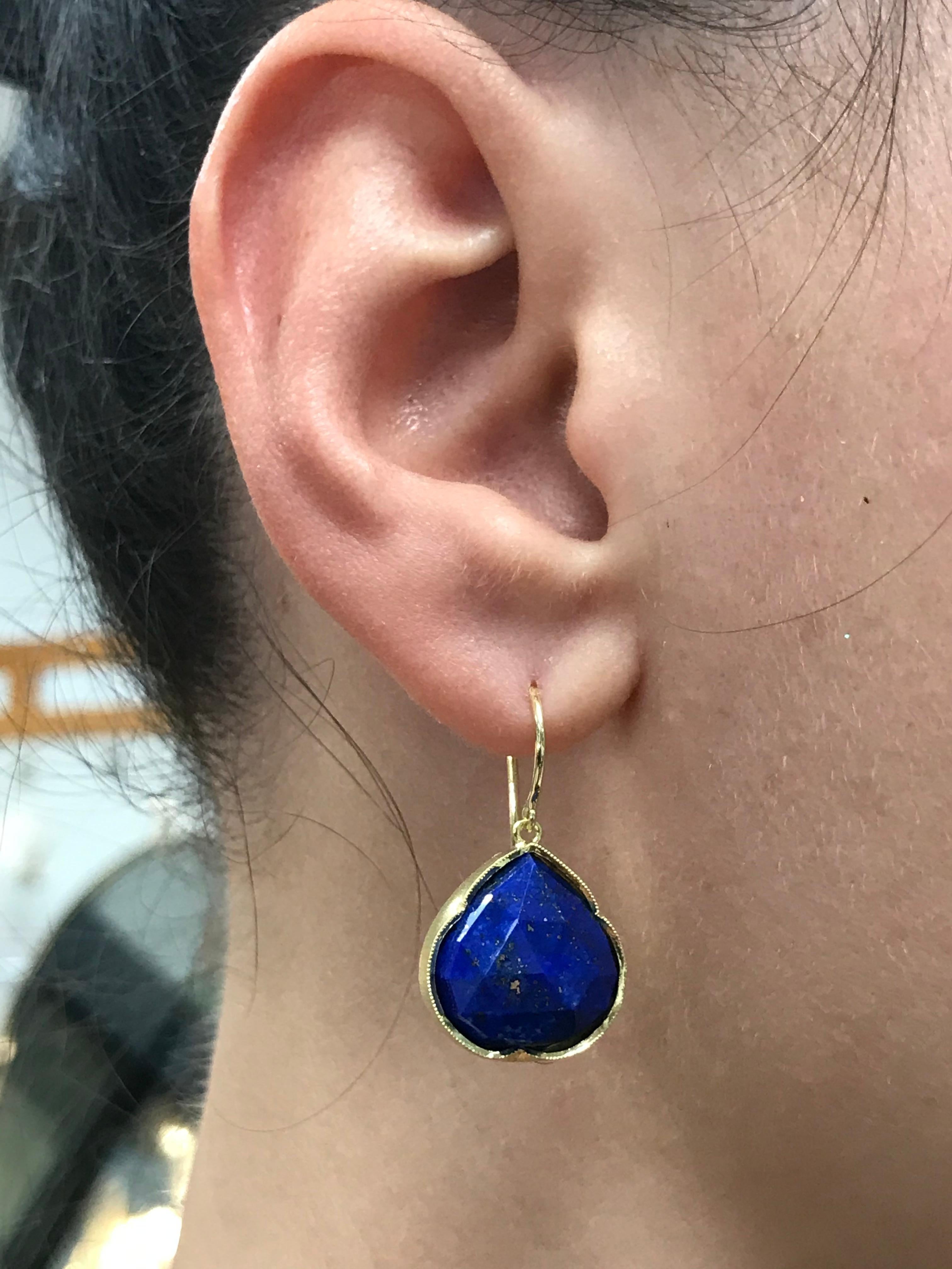 Irene Neuwirth Lapis Yellow Gold Drop Earrings In Excellent Condition In Beverly Hills, CA