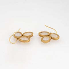 Irene Neuwirth Moonstone Earrings Estate 18k Gold 1" Drops Signed Fine Jewelry