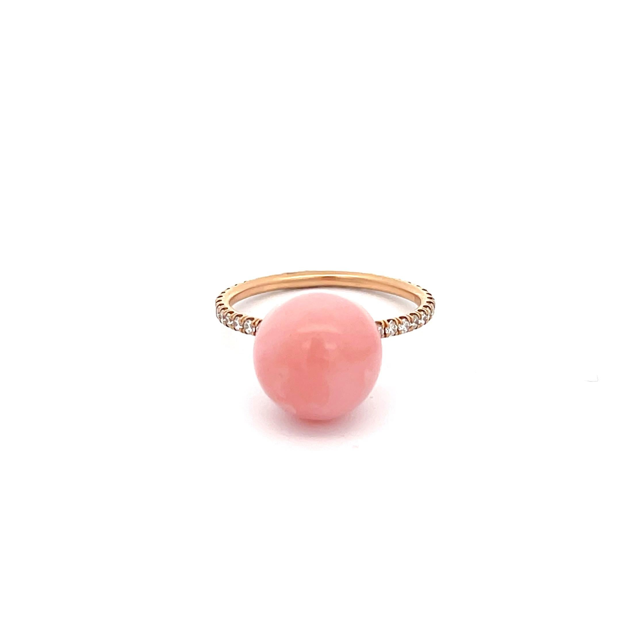 Irene Neuwirth Pink Opal Diamond Ring 18K Rose Gold Size 7