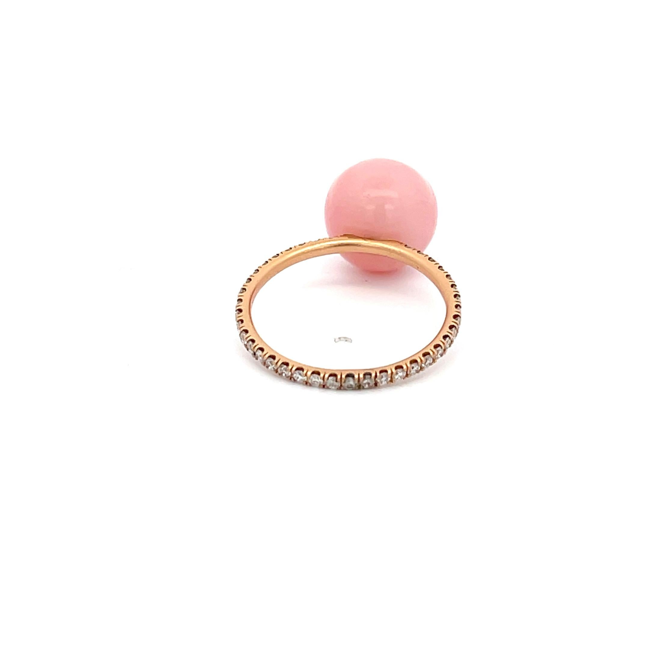 Round Cut Irene Neuwirth Pink Opal Diamond Ring 18K Rose Gold For Sale