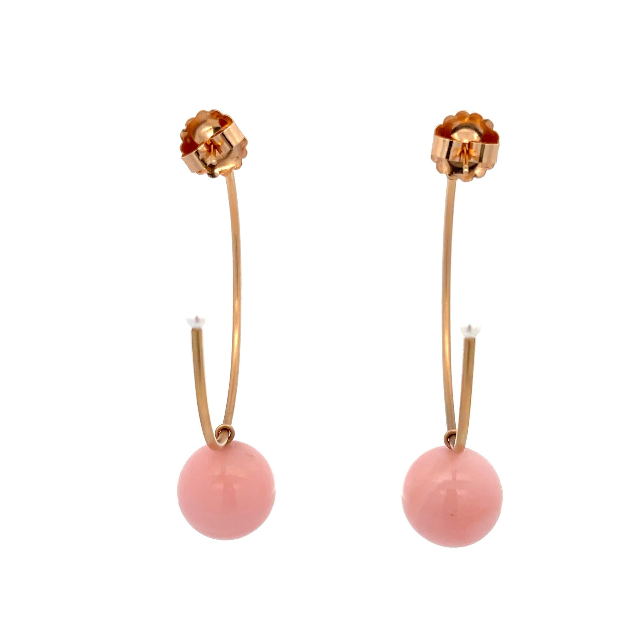 Contemporary Irene Neuwirth Pink Opal Pearl Hoops Earrings 18K Rose Gold For Sale