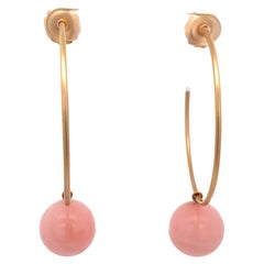 Irene Neuwirth Pink Opal Pearl Hoops Earrings 18K Rose Gold